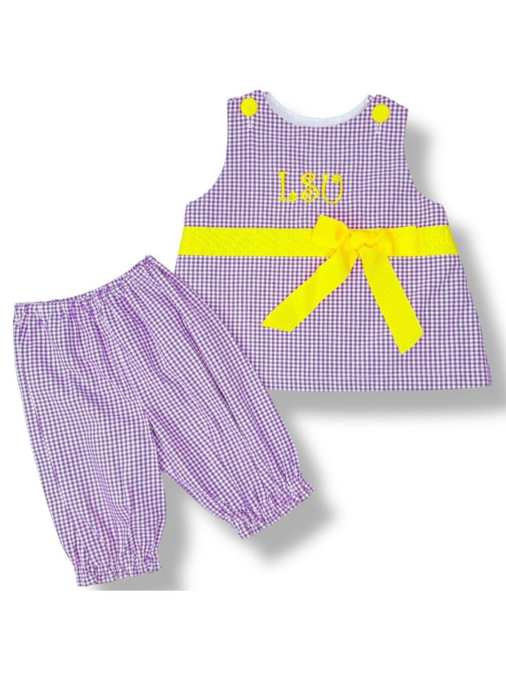 LSU Girls 2 piece Elastic Waist Bloomer Shorts Matching Outfit Set 2T - 3T
